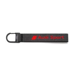 Брелок Audi Sport с петлей и карабином, Audi Sport Keychain Loop Carabiner Hook Black Red, 3182400400