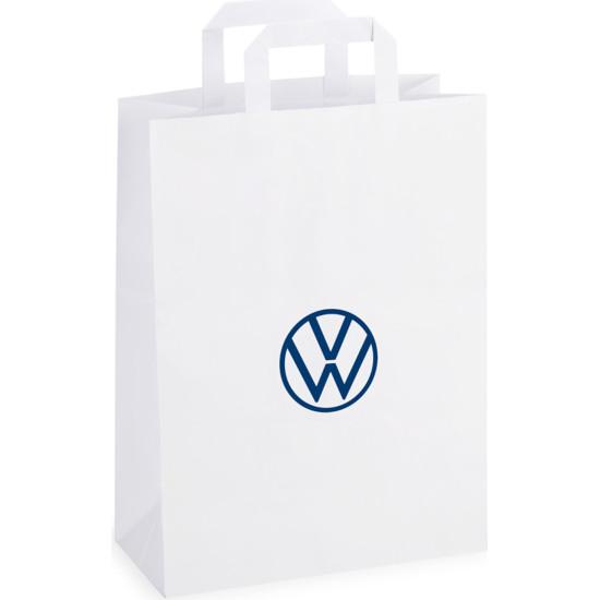 Оригинальный пакет с ручками Volkswagen Logo Paper Bag White, 26 x 12 x 35 см. 000087317BH