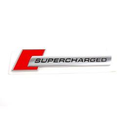 Металевий шильдик на кузов автомобіля Audi Metall Badge Supercharged Red, артикул 4F0853601A2ZZ